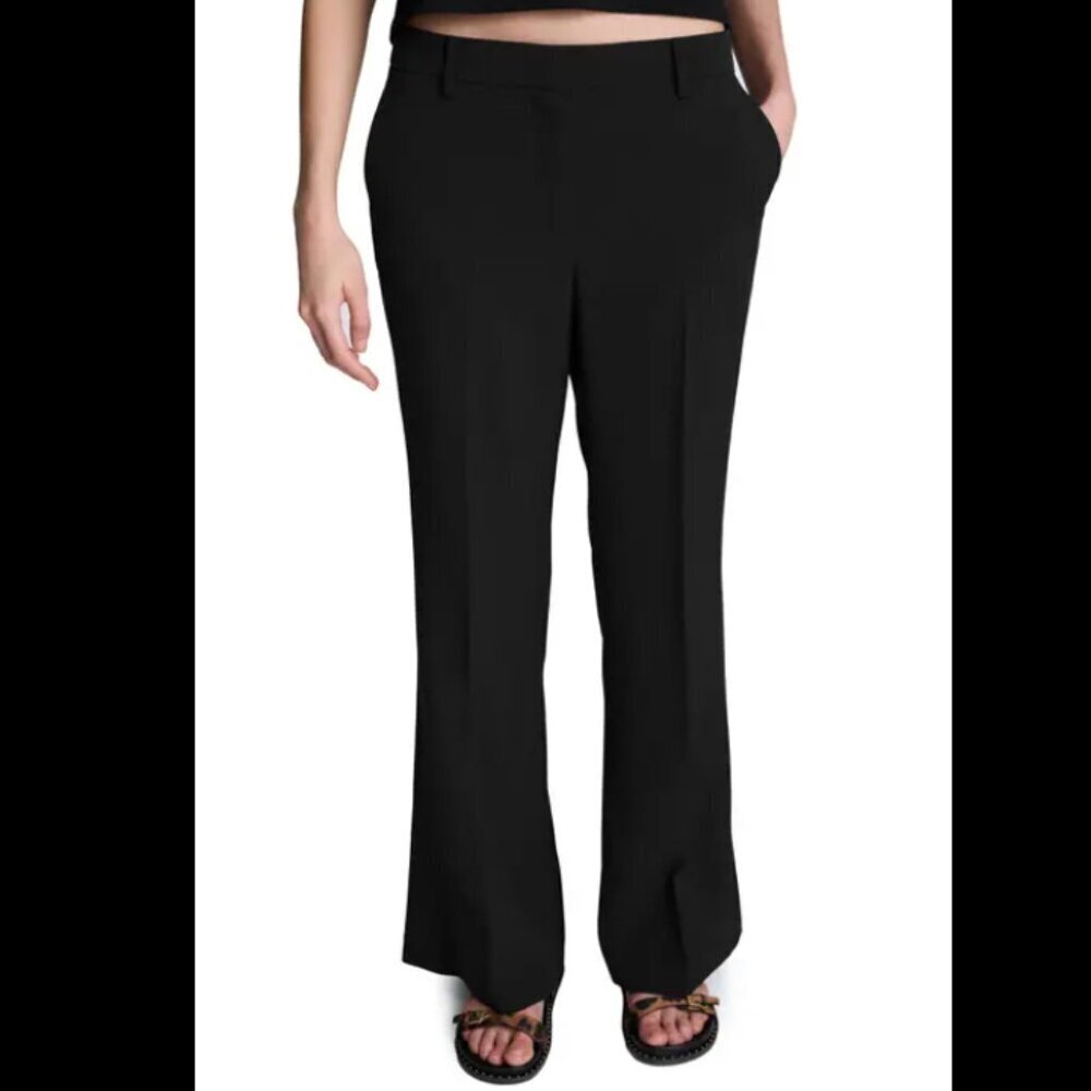 Kenneth Cole New York Women's Trousers Dress Pants Black Wide Leg High Rise